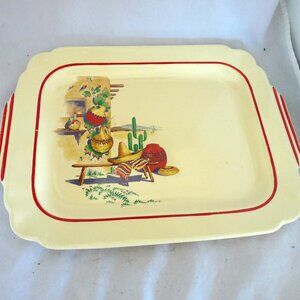 Vintage Homer Laughlin ceramic tray authentic Mexican Hacienda Conchita S West